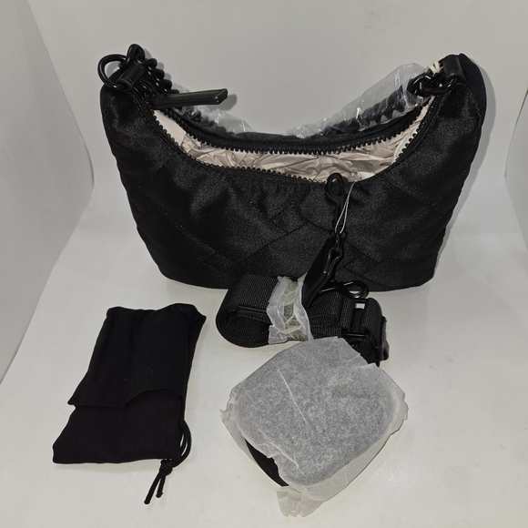 Kurt Geiger London Black Quilted Nylon Convertible Hobo Shoulder Bag. - Picture 14 of 14